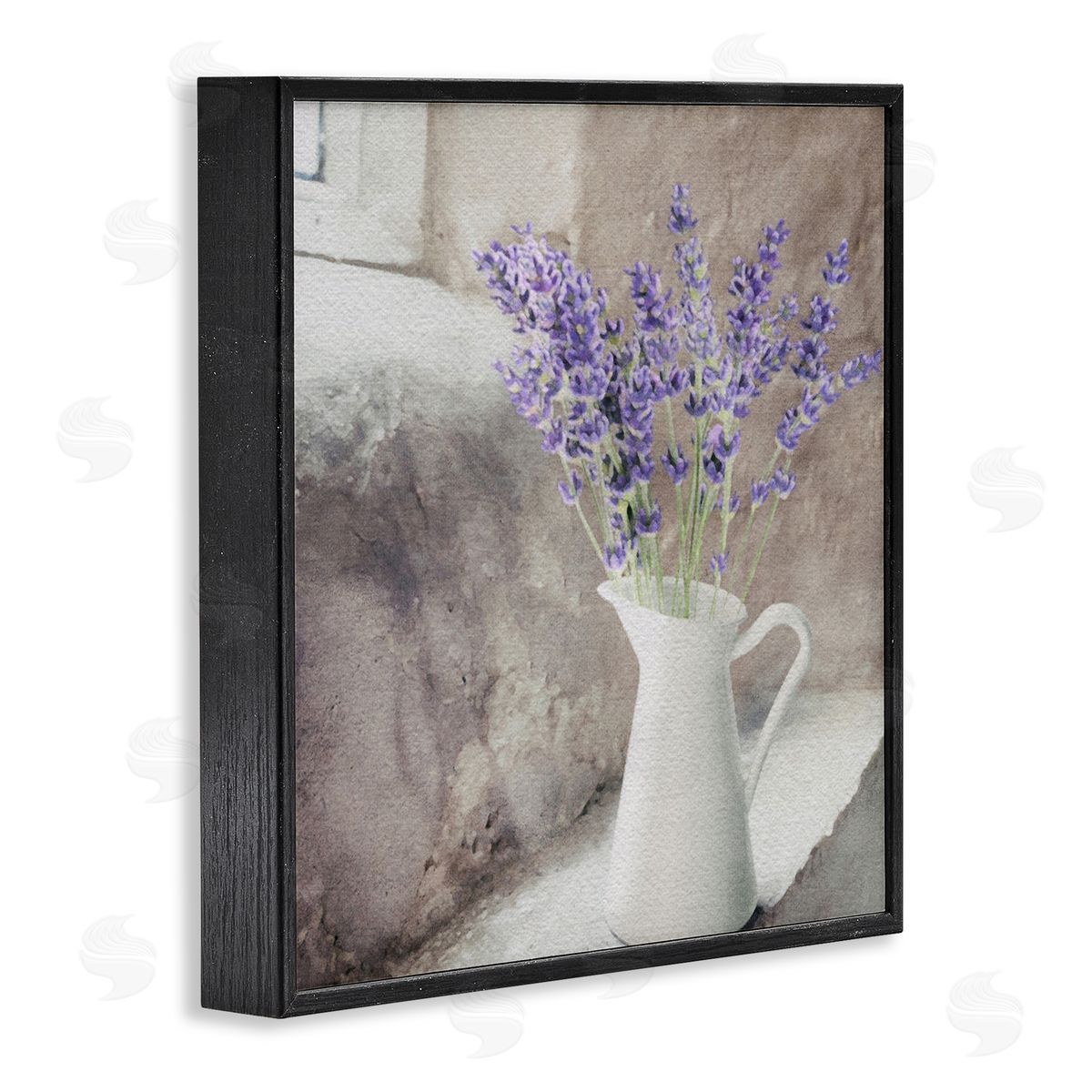 LSR Design Studio Lavender Vase in Window Black Framed Glicee Wall Art Print