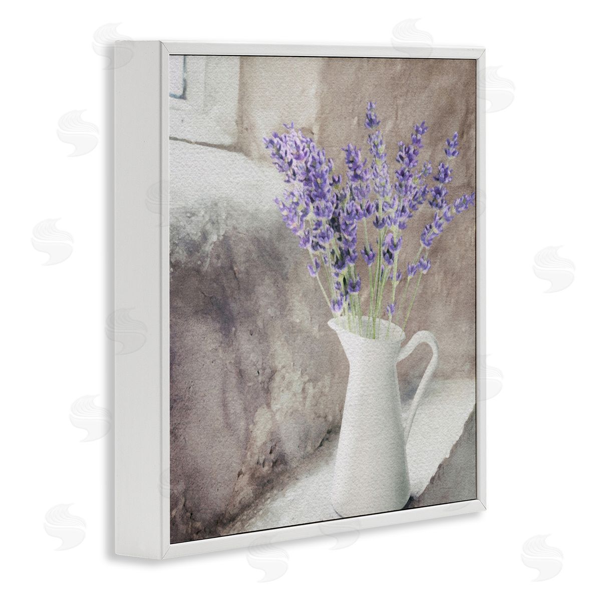 LSR Design Studio Lavender Vase in Window White Framed Glicee Wall Art Print