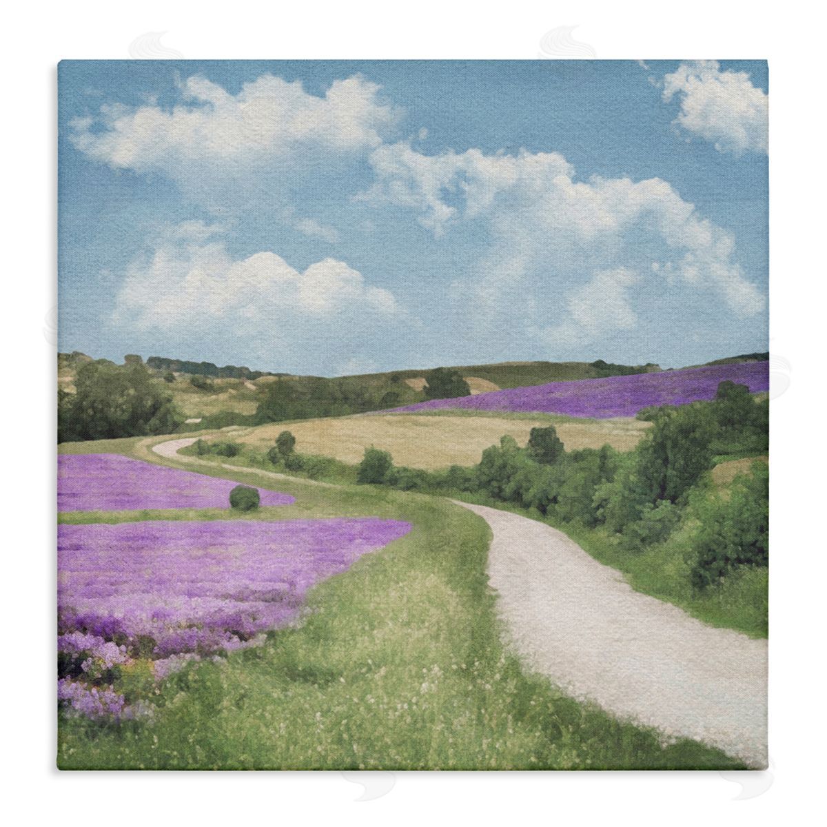 LSR Design Studio Path in Lavender Field Stretched Canvas Wall Art Print
