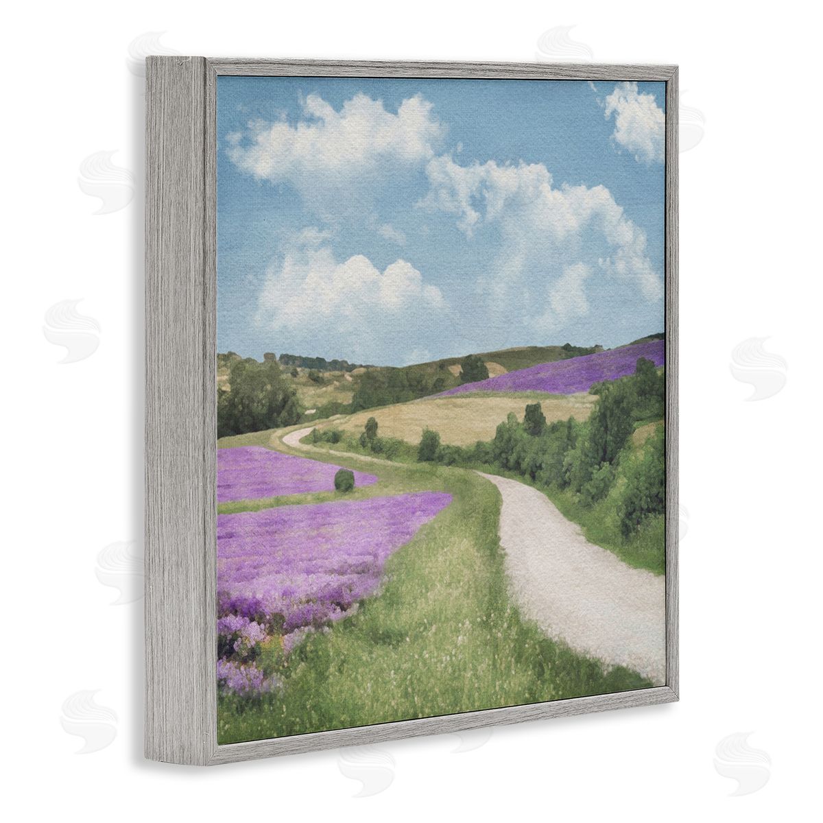 LSR Design Studio Path in Lavender Field Gray Framed Glicee Wall Art Print