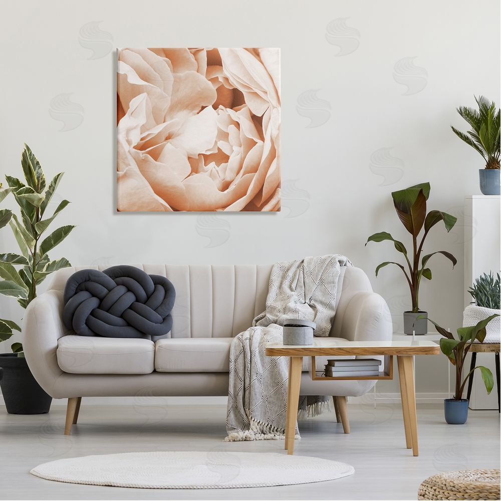 LSR Design Studio Pastel Pink Peony Petals Canvas Wall Art in Room