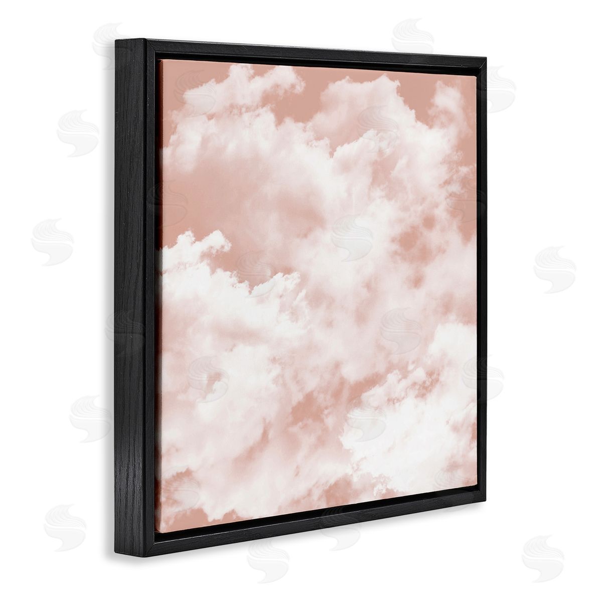 LSR Design Studio Pastel Pink Clouds Black Floating Frame Canvas Wall Art Print