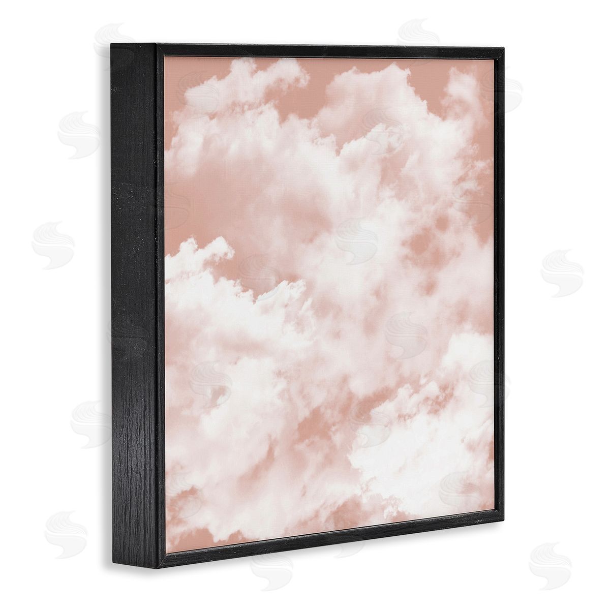 LSR Design Studio Pastel Pink Clouds Black Framed Glicee Wall Art Print
