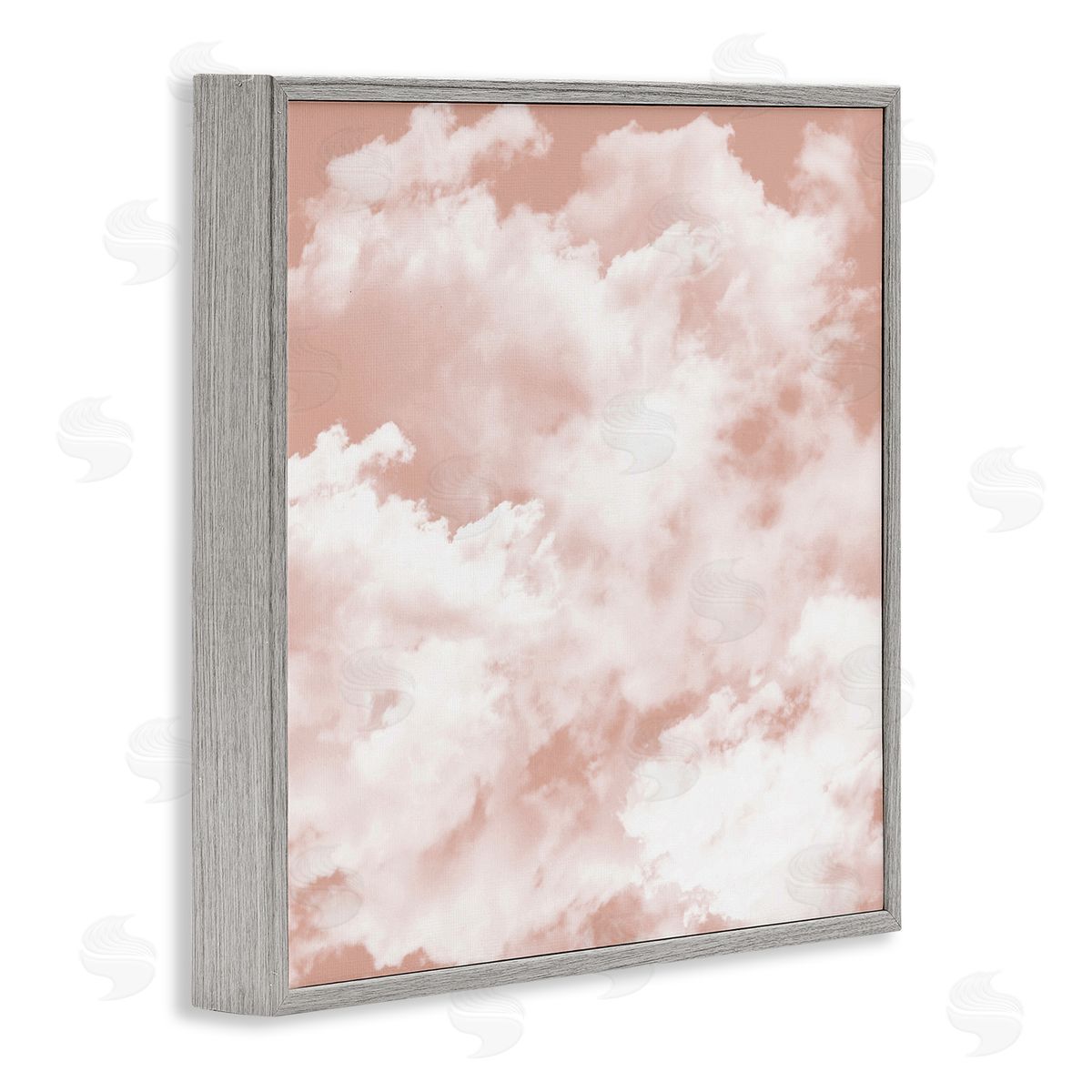 LSR Design Studio Pastel Pink Clouds Gray Framed Glicee Wall Art Print