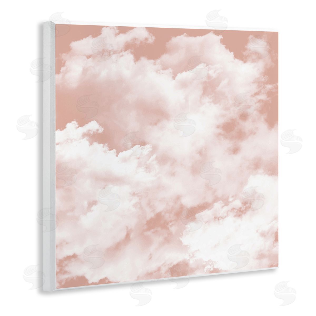 LSR Design Studio Pastel Pink Clouds Wooden Wall Plaque Art Print