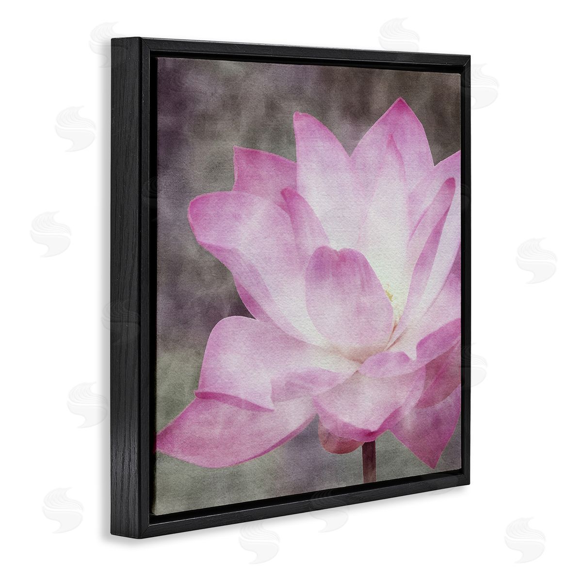 LSR Design Studio Purple Pond Lily  Black Floating Frame Canvas Wall Art Print