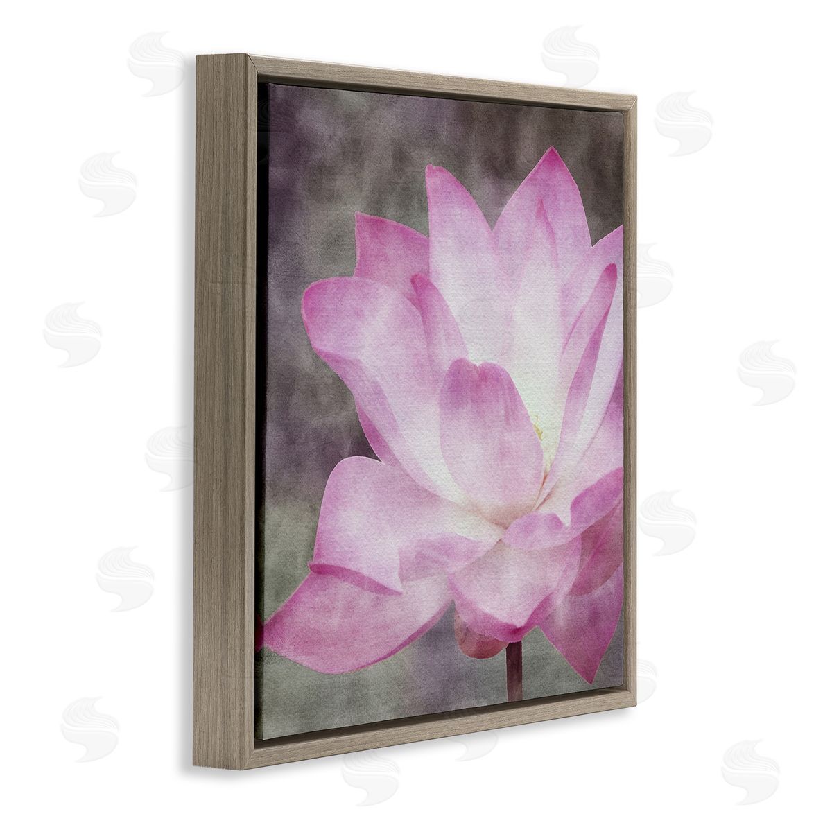 LSR Design Studio Purple Pond Lily  Brown Floating Frame Canvas Wall Art Print