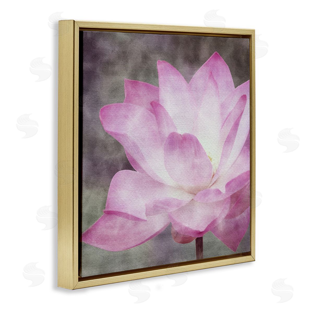 LSR Design Studio Purple Pond Lily  Gold Floating Frame Canvas Wall Art Print