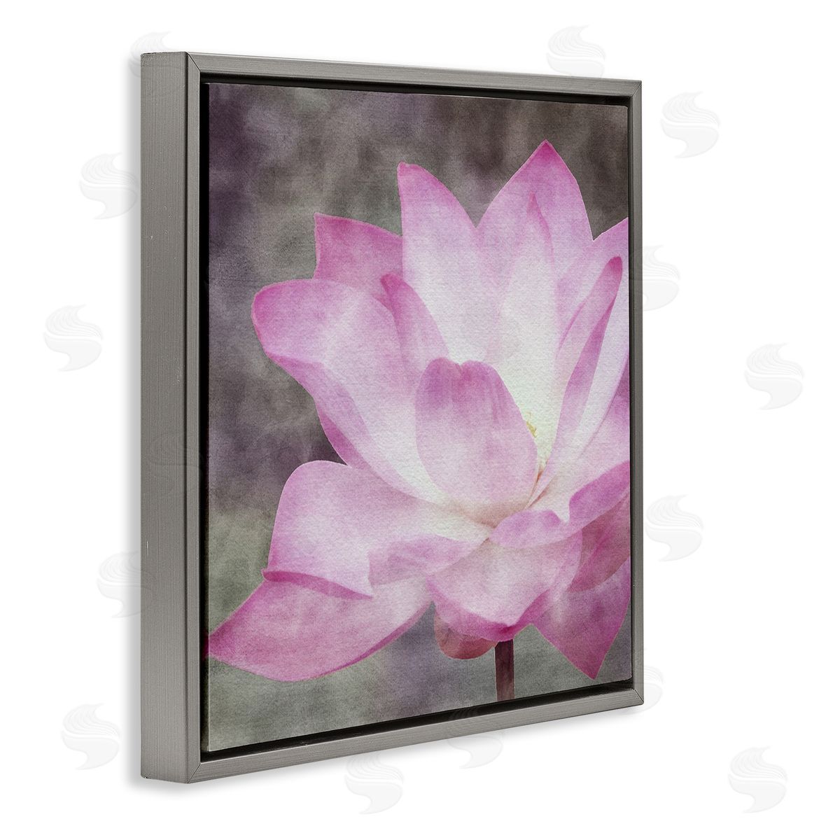 LSR Design Studio Purple Pond Lily  Gray Floating Frame Canvas Wall Art Print
