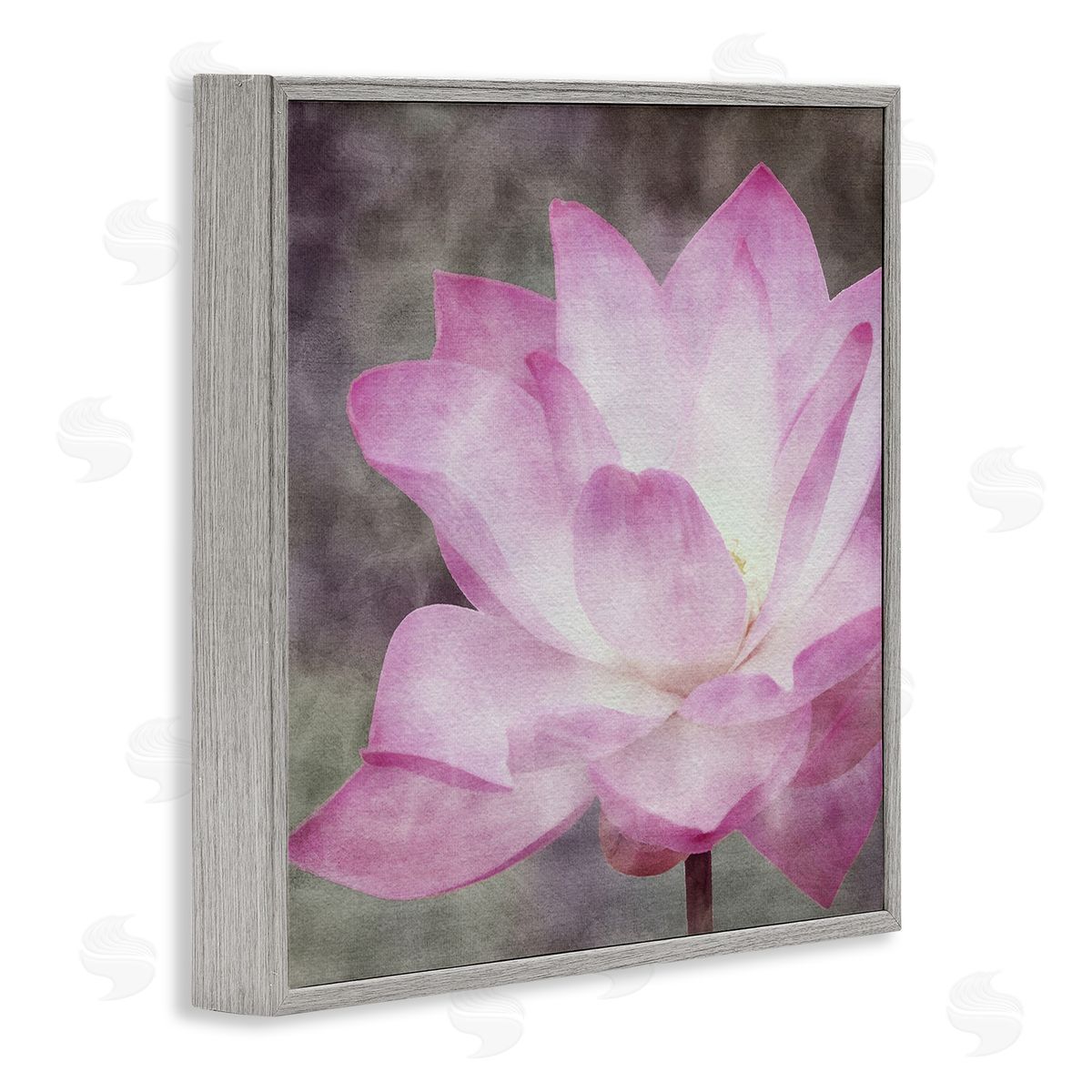LSR Design Studio Purple Pond Lily  Gray Framed Glicee Wall Art Print