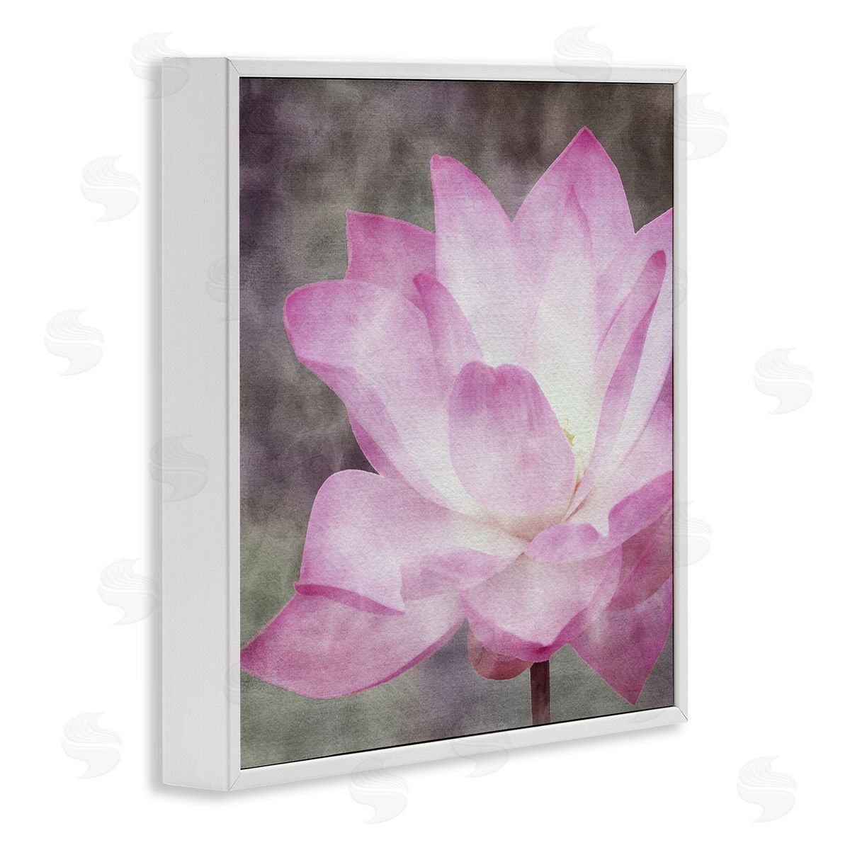 LSR Design Studio Purple Pond Lily  White Framed Glicee Wall Art Print