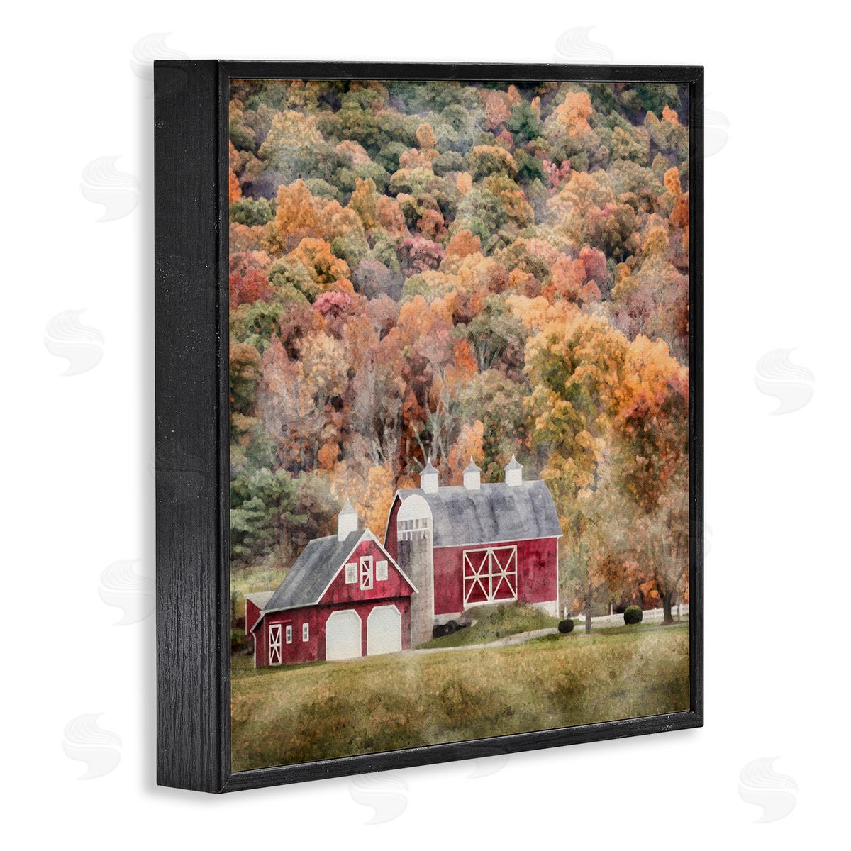 LSR Design Studio Barn in Autumn Scene Black Framed Glicee Wall Art Print