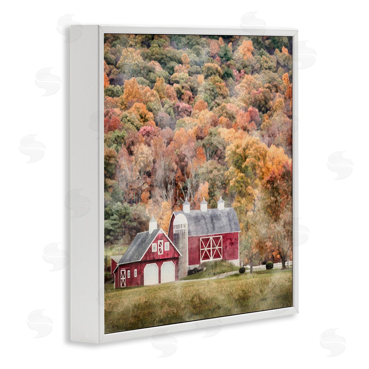 LSR Design Studio Barn in Autumn Scene White Framed Glicee Wall Art Print