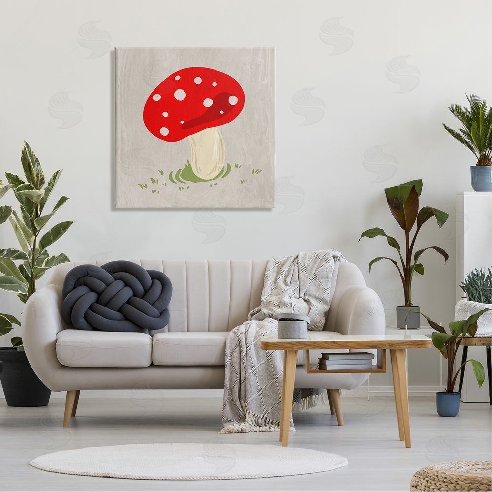 Ziwei Li Red Spotted Mushroom Canvas Wall Art in Room