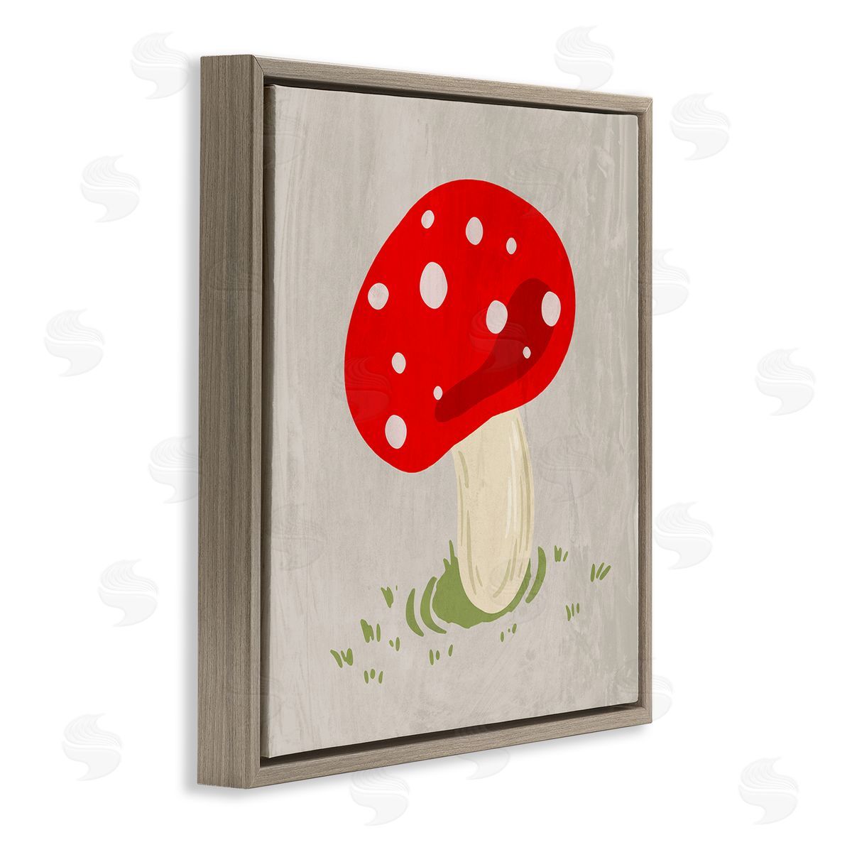 Ziwei Li Red Spotted Mushroom Brown Floating Frame Canvas Wall Art Print