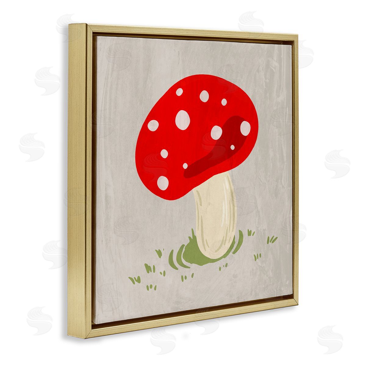 Ziwei Li Red Spotted Mushroom Gold Floating Frame Canvas Wall Art Print