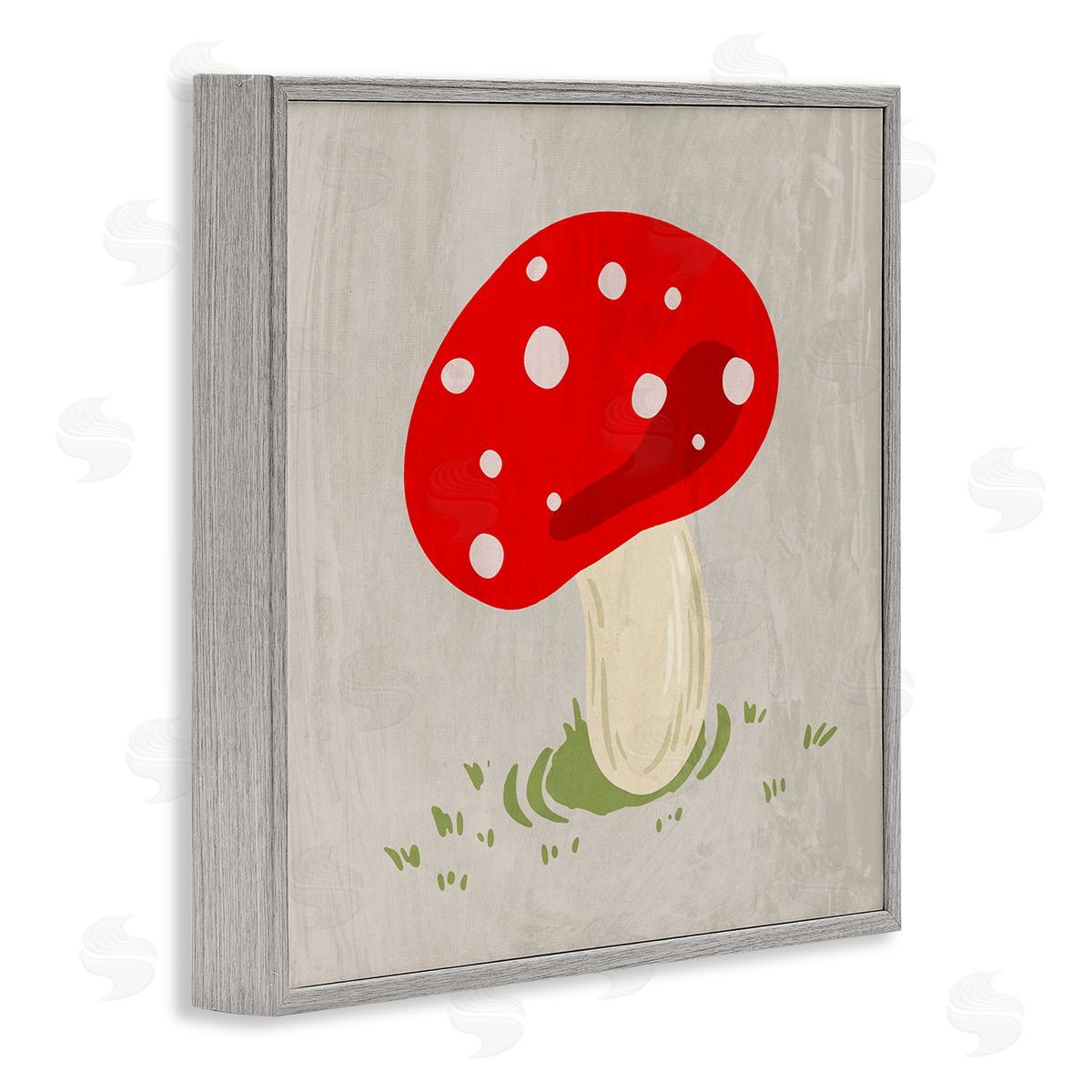 Ziwei Li Red Spotted Mushroom Gray Framed Glicee Wall Art Print