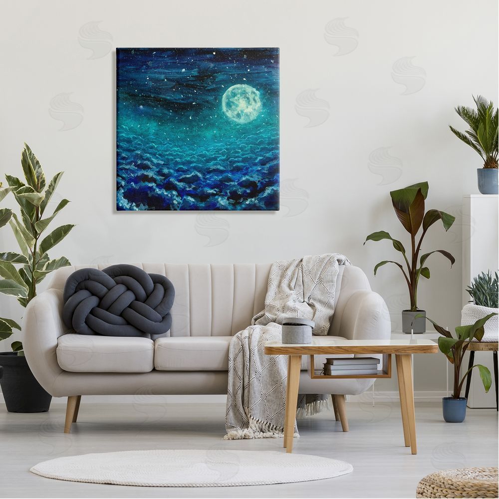 Valery Rybakow Moon & Clouds Painting Canvas Wall Art in Room