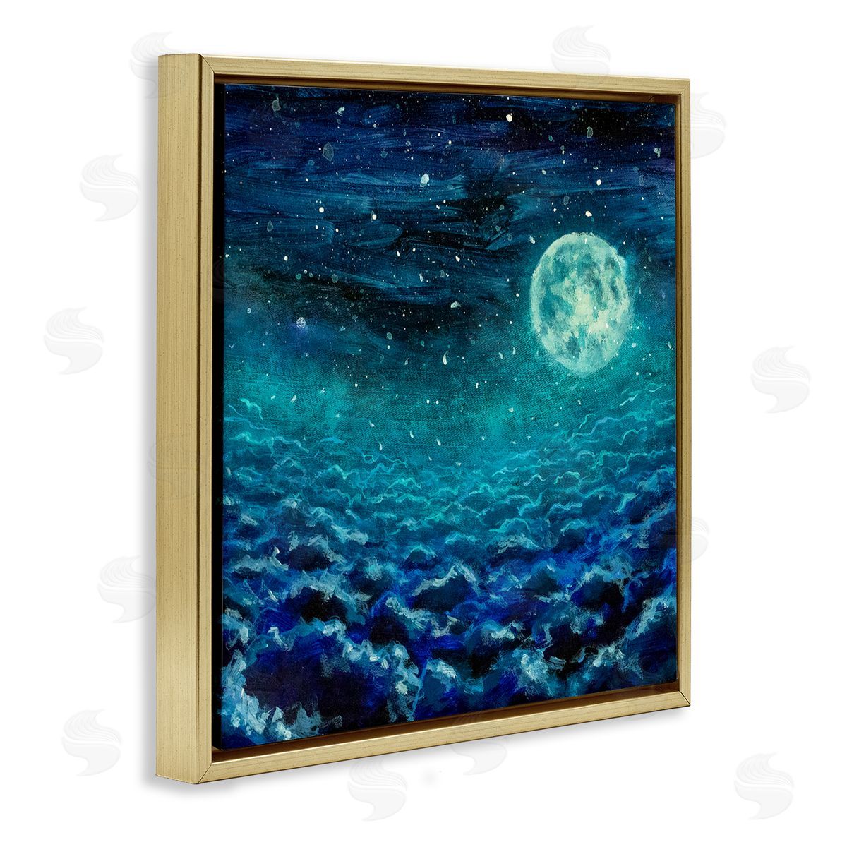 Valery Rybakow Moon & Clouds Painting Gold Floating Frame Canvas Wall Art Print