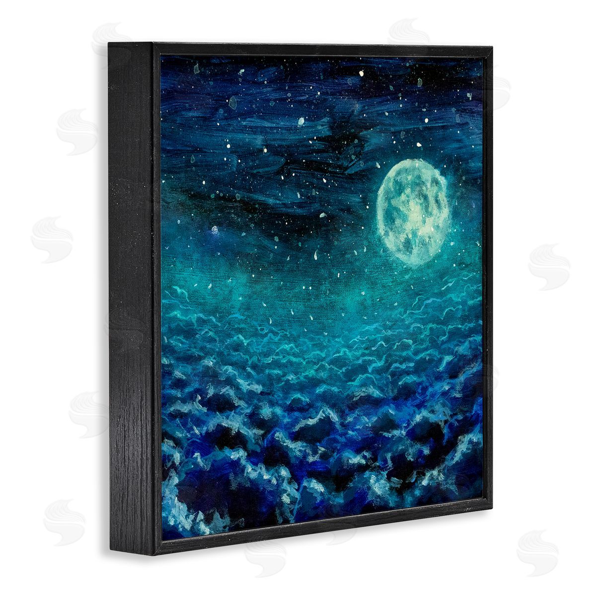 Valery Rybakow Moon & Clouds Painting Black Framed Glicee Wall Art Print