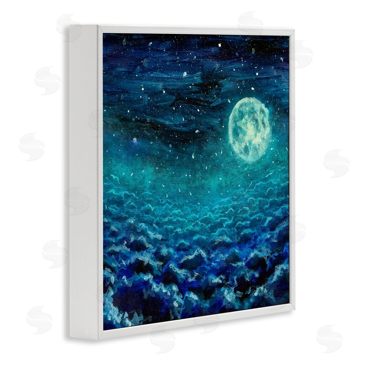 Valery Rybakow Moon & Clouds Painting White Framed Glicee Wall Art Print