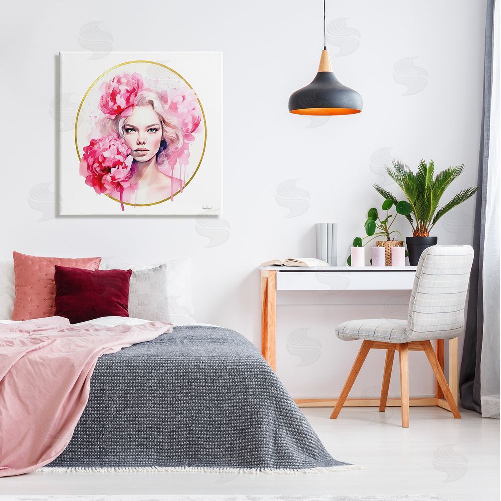 Amanda Greenwood Girl with Carnations Portrait Canvas Wall Art in Room