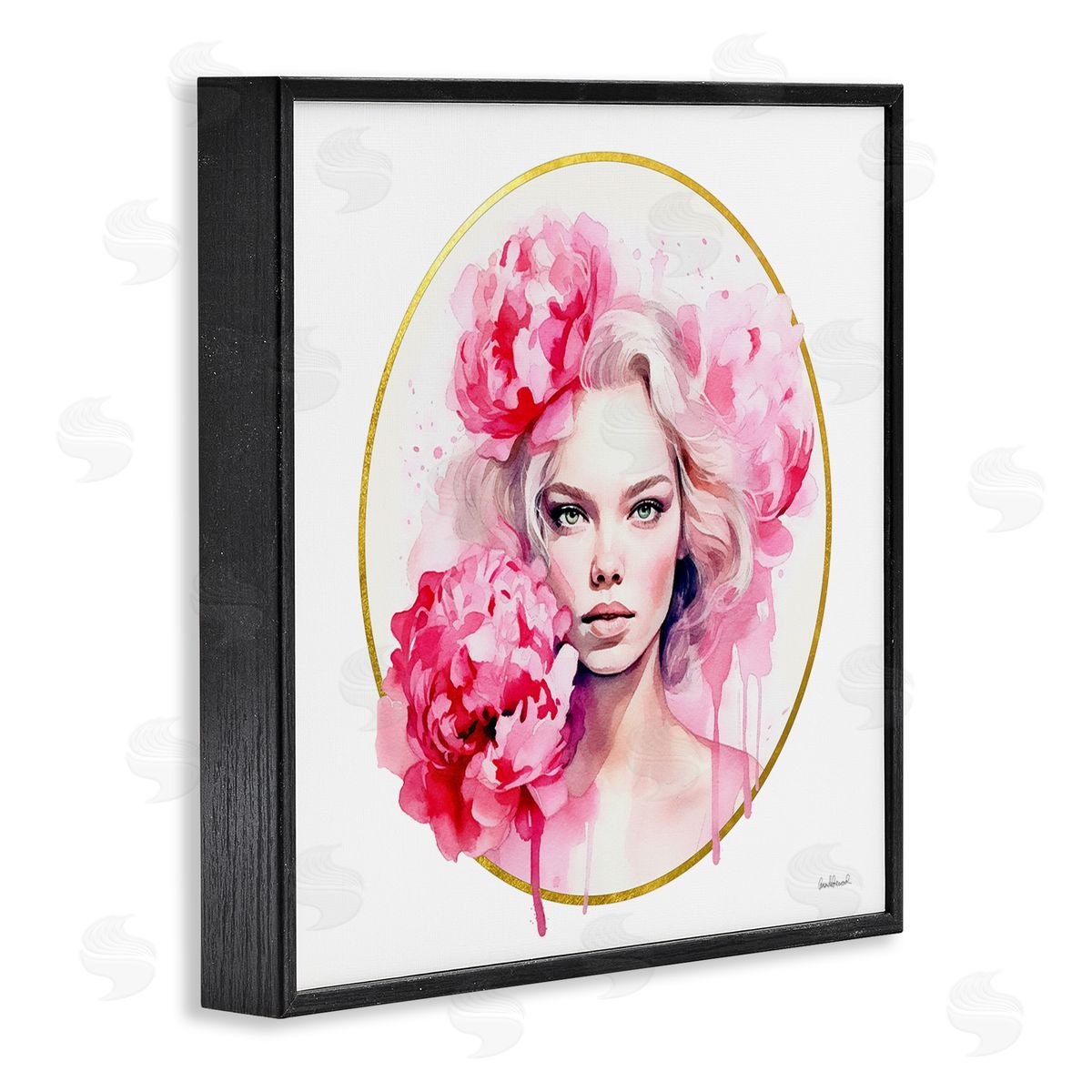 Amanda Greenwood Girl with Carnations Portrait Black Framed Glicee Wall Art Print