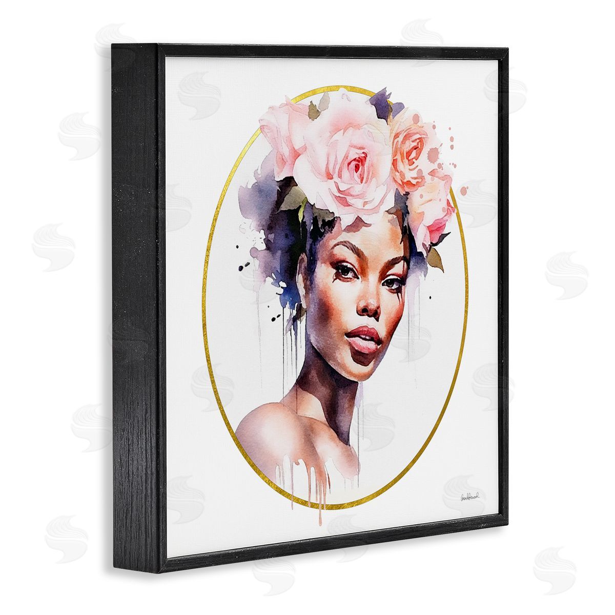 Amanda Greenwood Girl with Roses Portrait Black Framed Glicee Wall Art Print