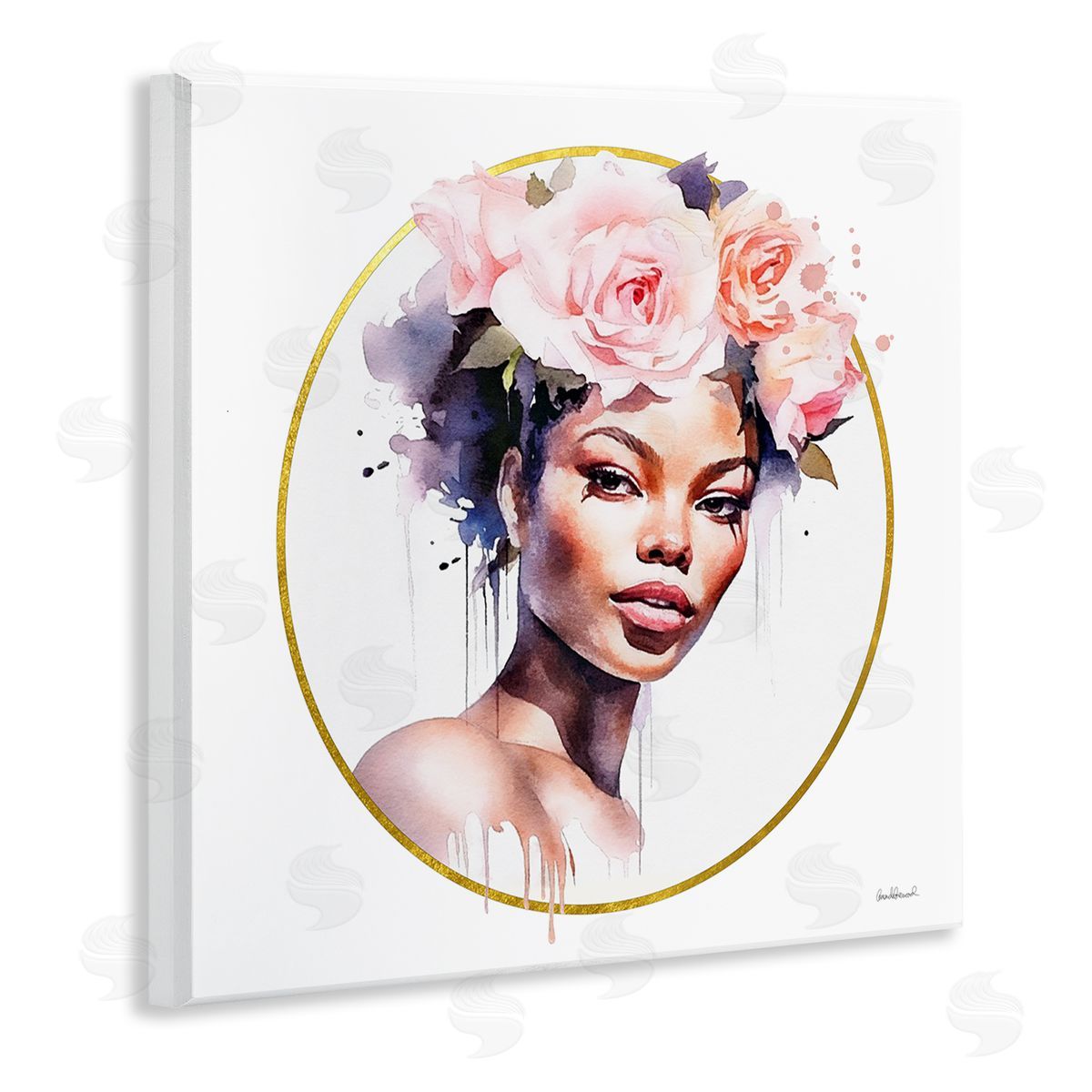 Amanda Greenwood Girl with Roses Portrait Wooden Wall Plaque Art Print