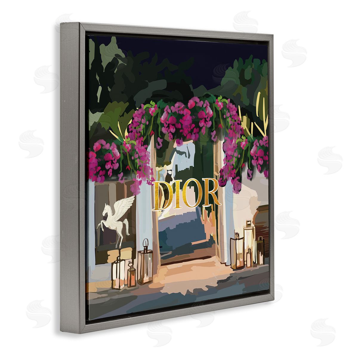 Amelia Noyes Fashion Shop Landscape Gray Floating Frame Canvas Wall Art Print