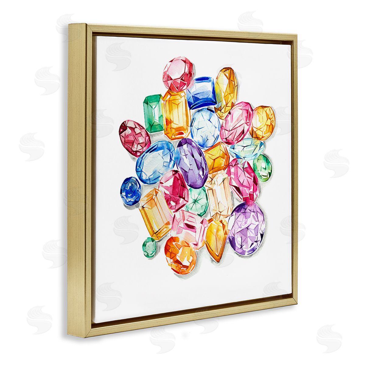 Enya Todd Luxury Fashion Gemstones Gold Floating Frame Canvas Wall Art Print