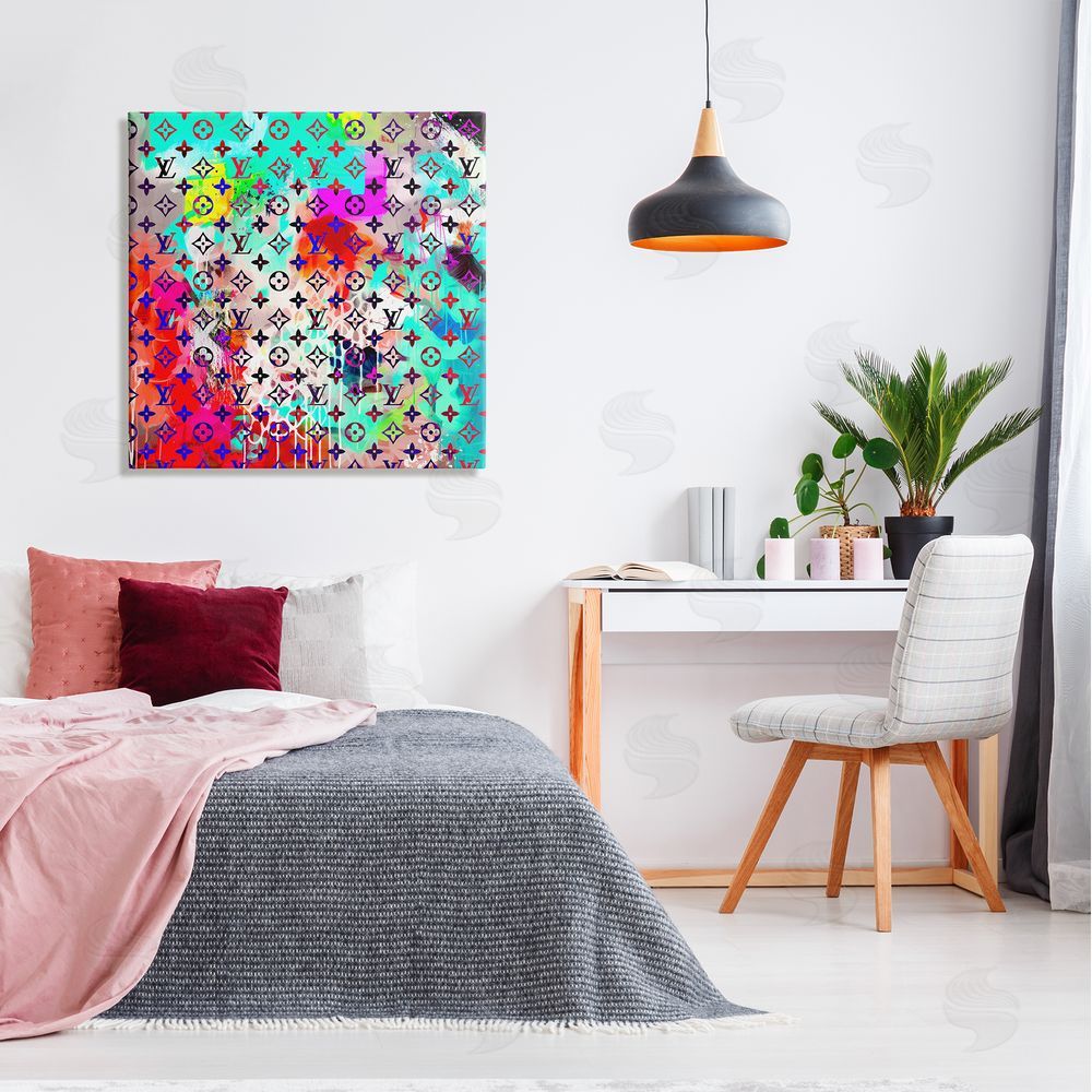 Ziwei Li Urban Glam Logo Pattern Canvas Wall Art in Room