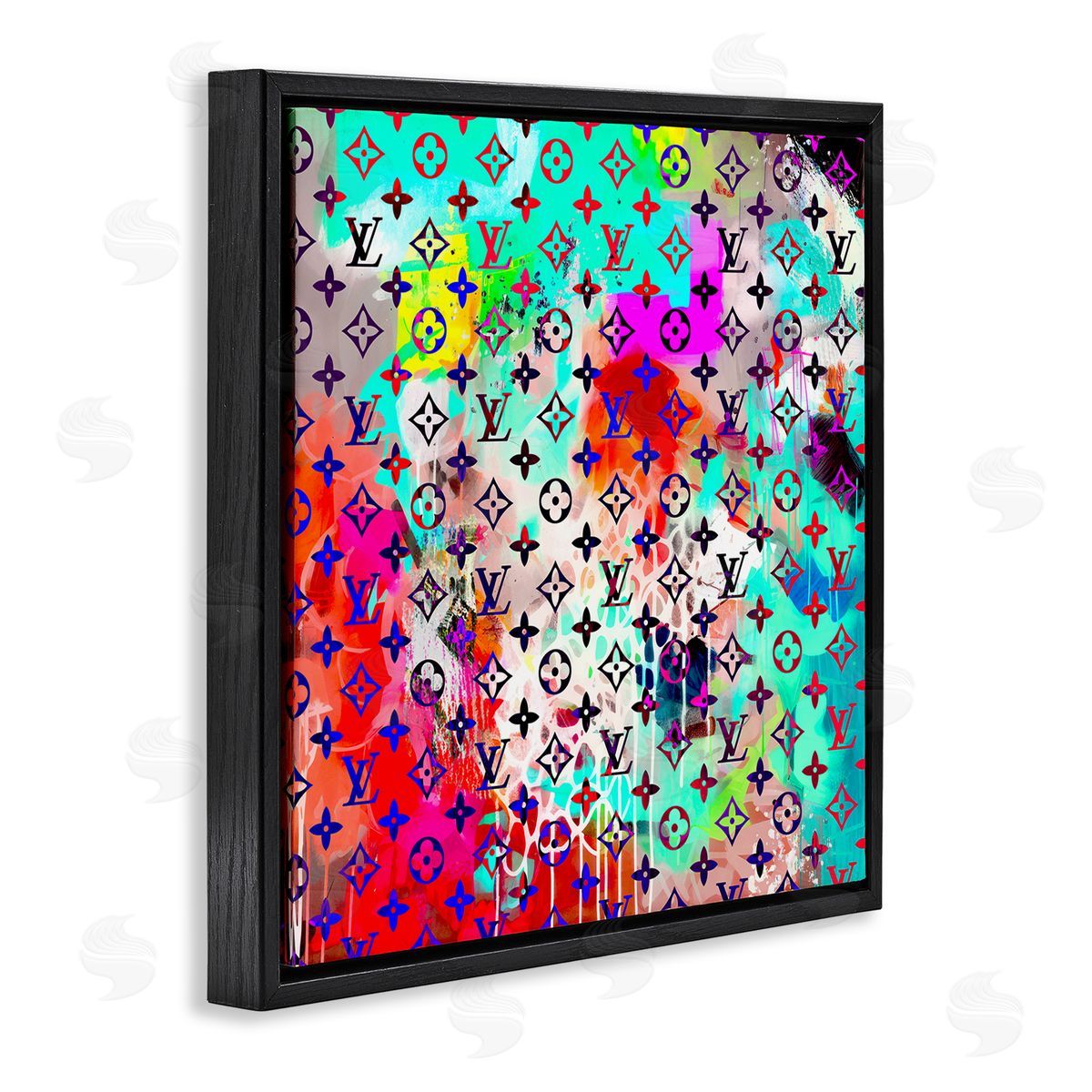 Ziwei Li Urban Glam Logo Pattern Black Floating Frame Canvas Wall Art Print