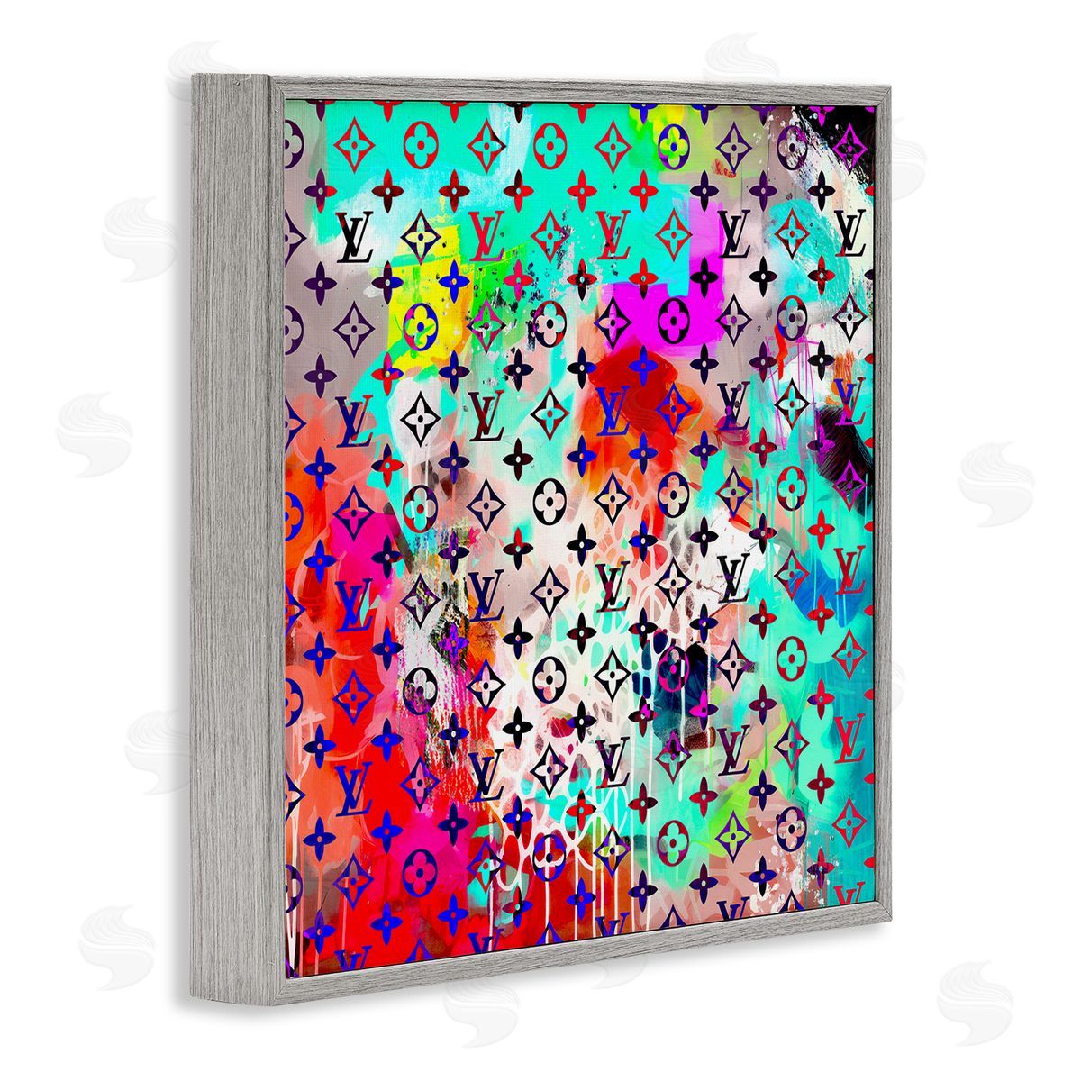 Ziwei Li Urban Glam Logo Pattern Gray Framed Glicee Wall Art Print