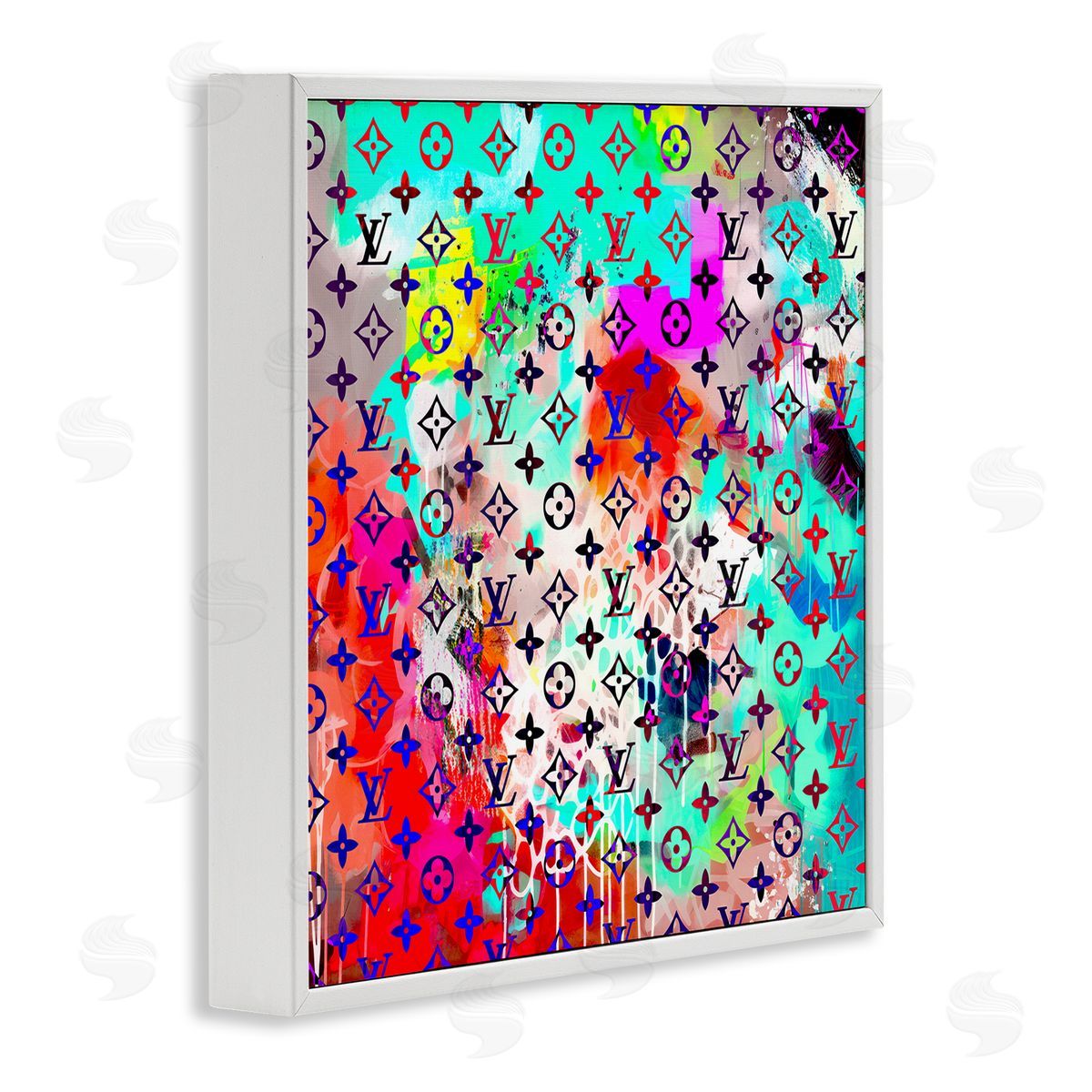 Ziwei Li Urban Glam Logo Pattern White Framed Glicee Wall Art Print