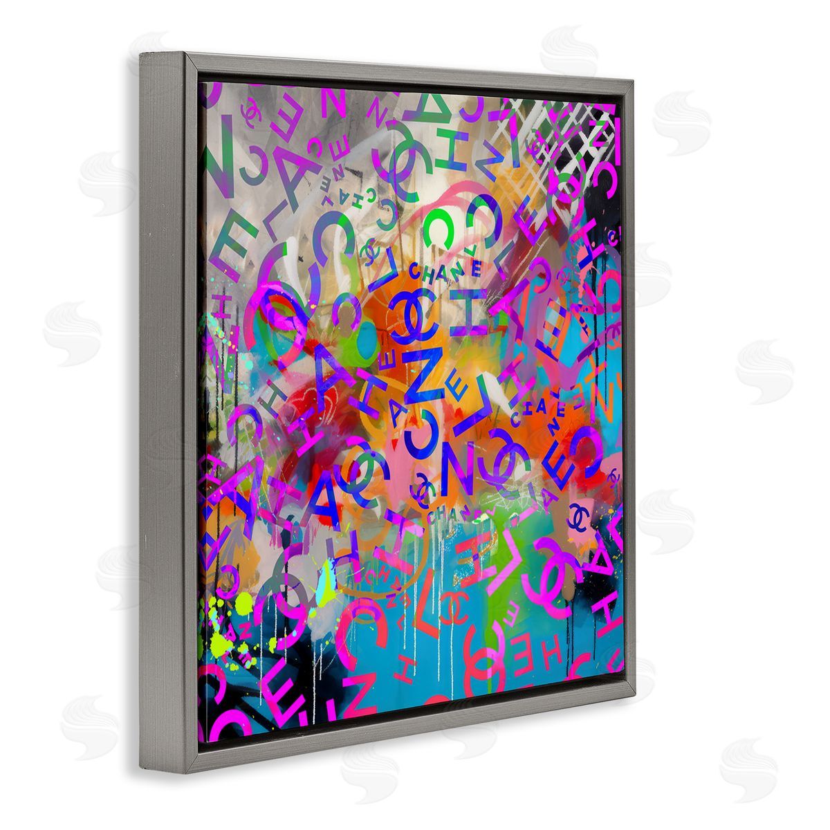 Ziwei Li Modern Glam Logos Gray Floating Frame Canvas Wall Art Print