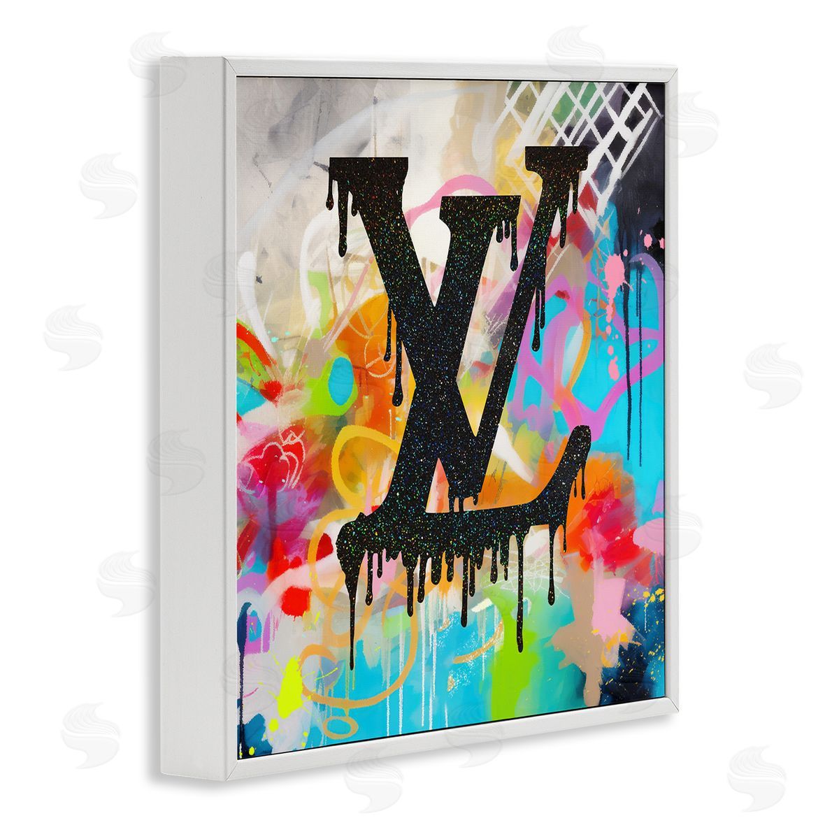 Ziwei Li Fashion Logo on Graffiti White Framed Glicee Wall Art Print