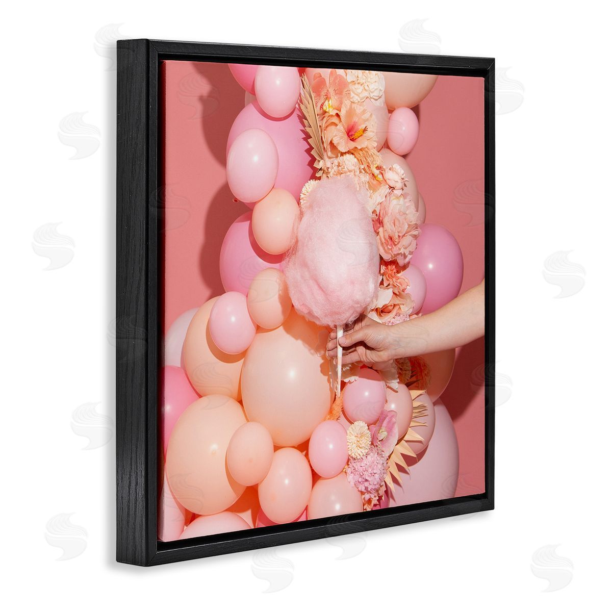 LISH Creative Cotton Candy & Balloons Black Floating Frame Canvas Wall Art Print