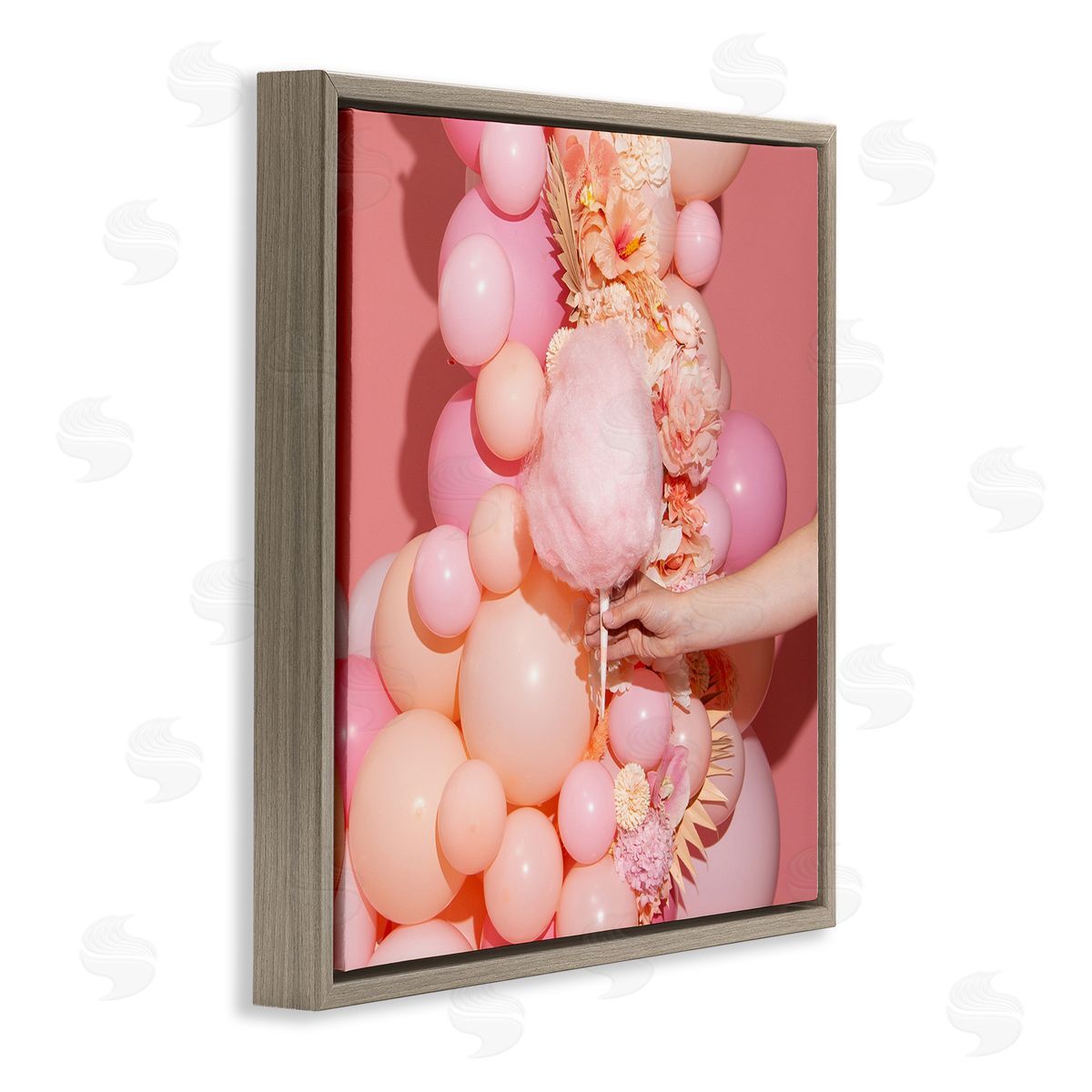 LISH Creative Cotton Candy & Balloons Brown Floating Frame Canvas Wall Art Print