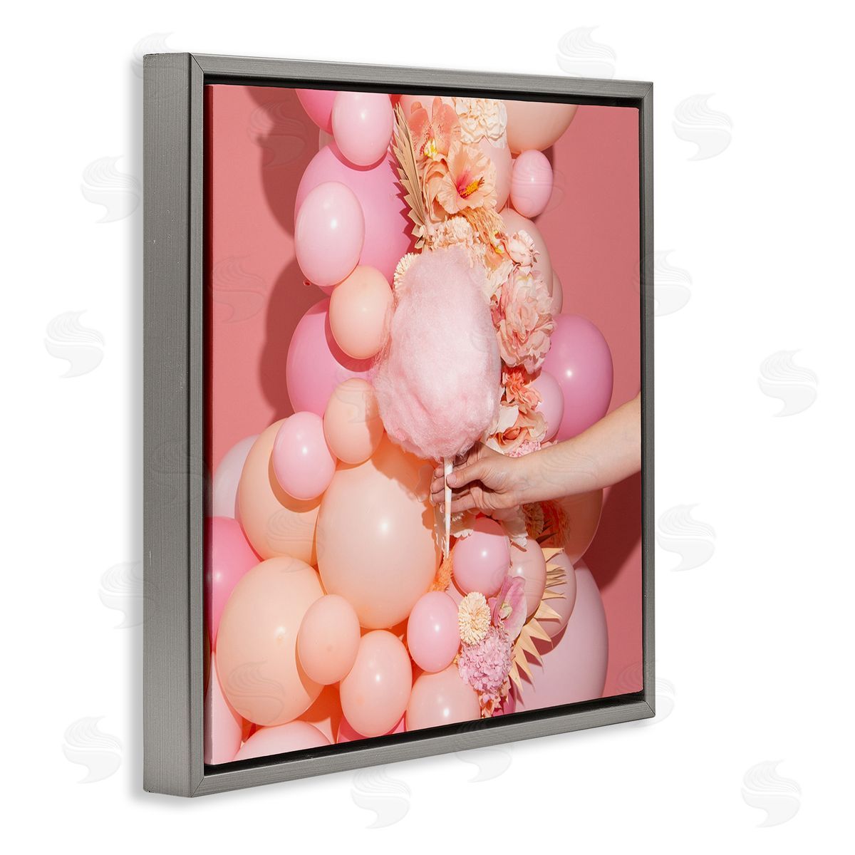 LISH Creative Cotton Candy & Balloons Gray Floating Frame Canvas Wall Art Print