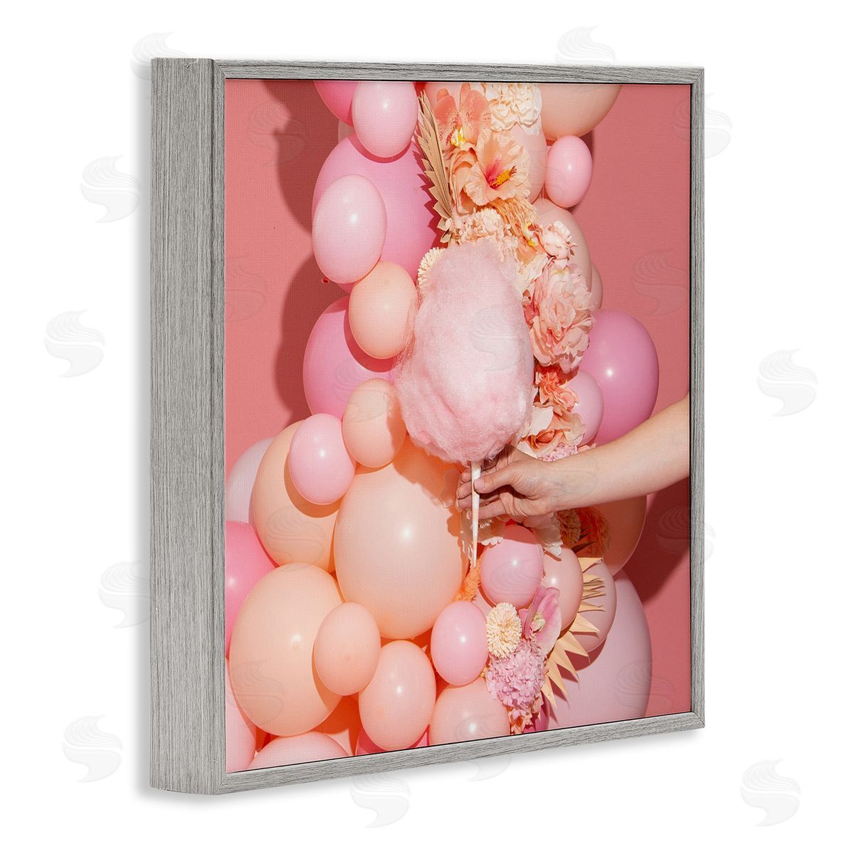 LISH Creative Cotton Candy & Balloons Gray Framed Glicee Wall Art Print