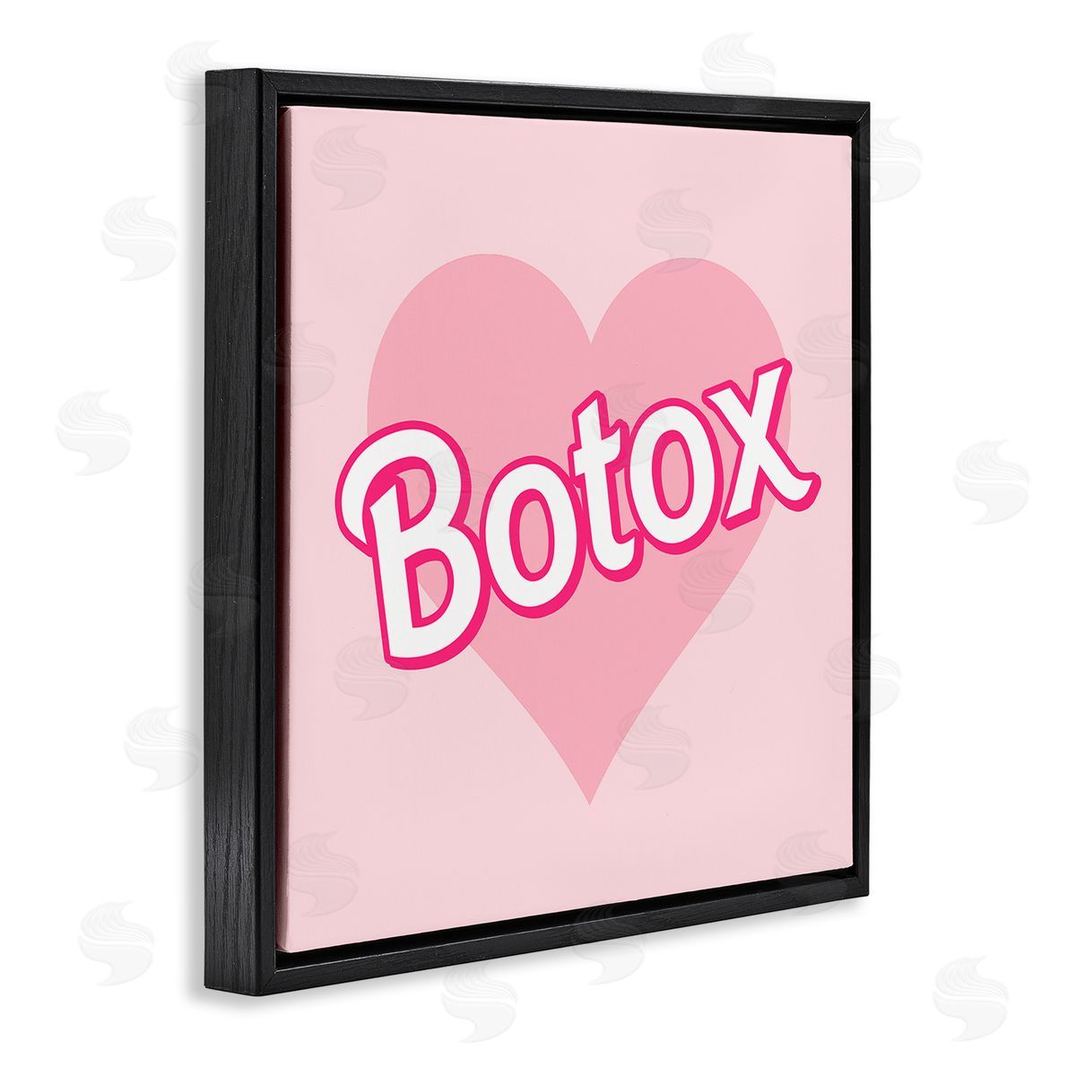 Pink Heart Botox Black Floating Frame Canvas Wall Art, Home Decor by Stupell Studio