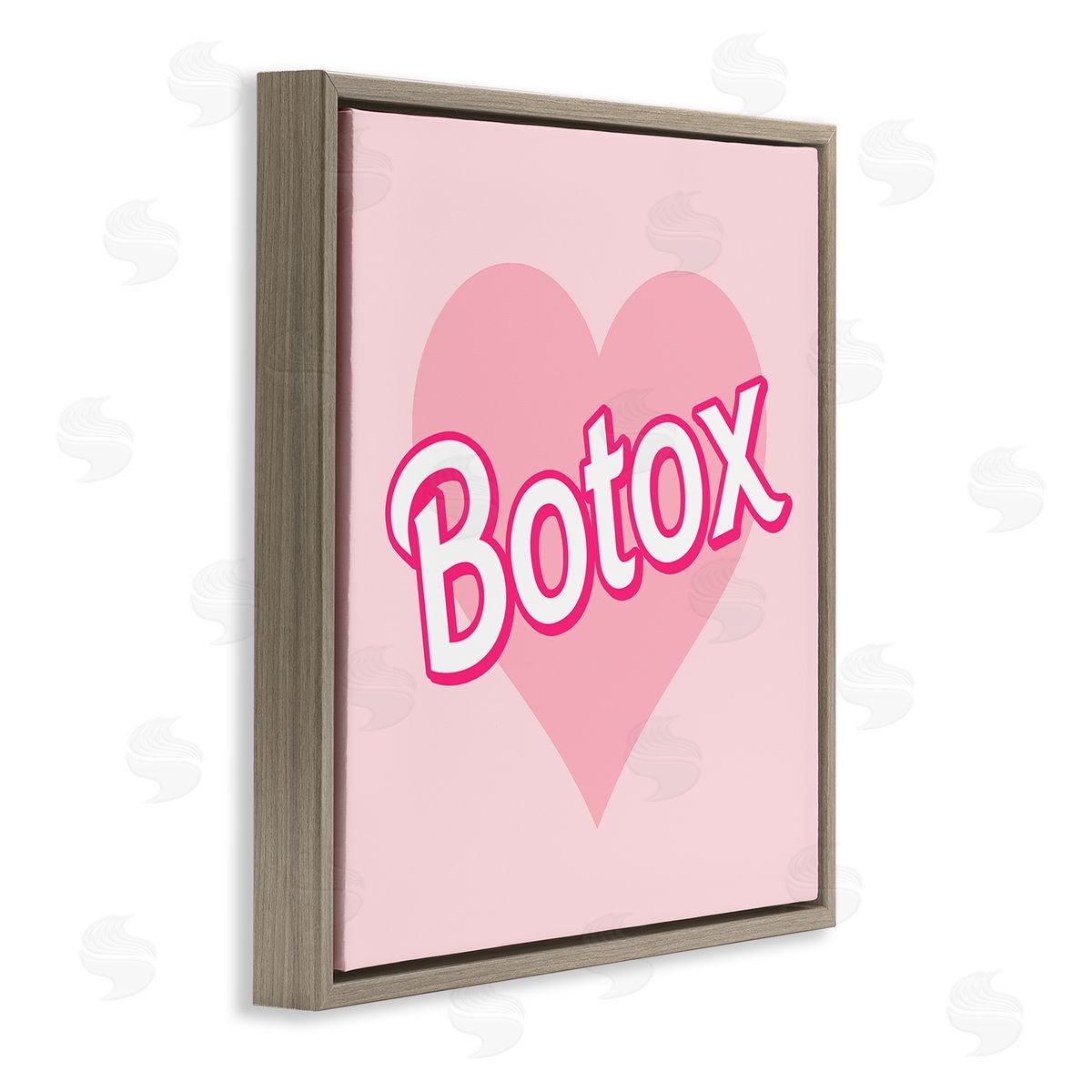 Pink Heart Botox Brown Floating Frame Canvas Wall Art, Home Decor by Stupell Studio