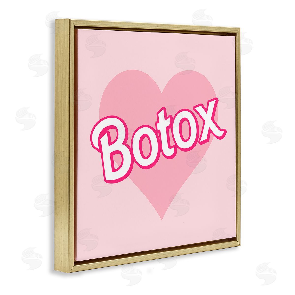 Pink Heart Botox Gold Floating Frame Canvas Wall Art, Home Decor by Stupell Studio