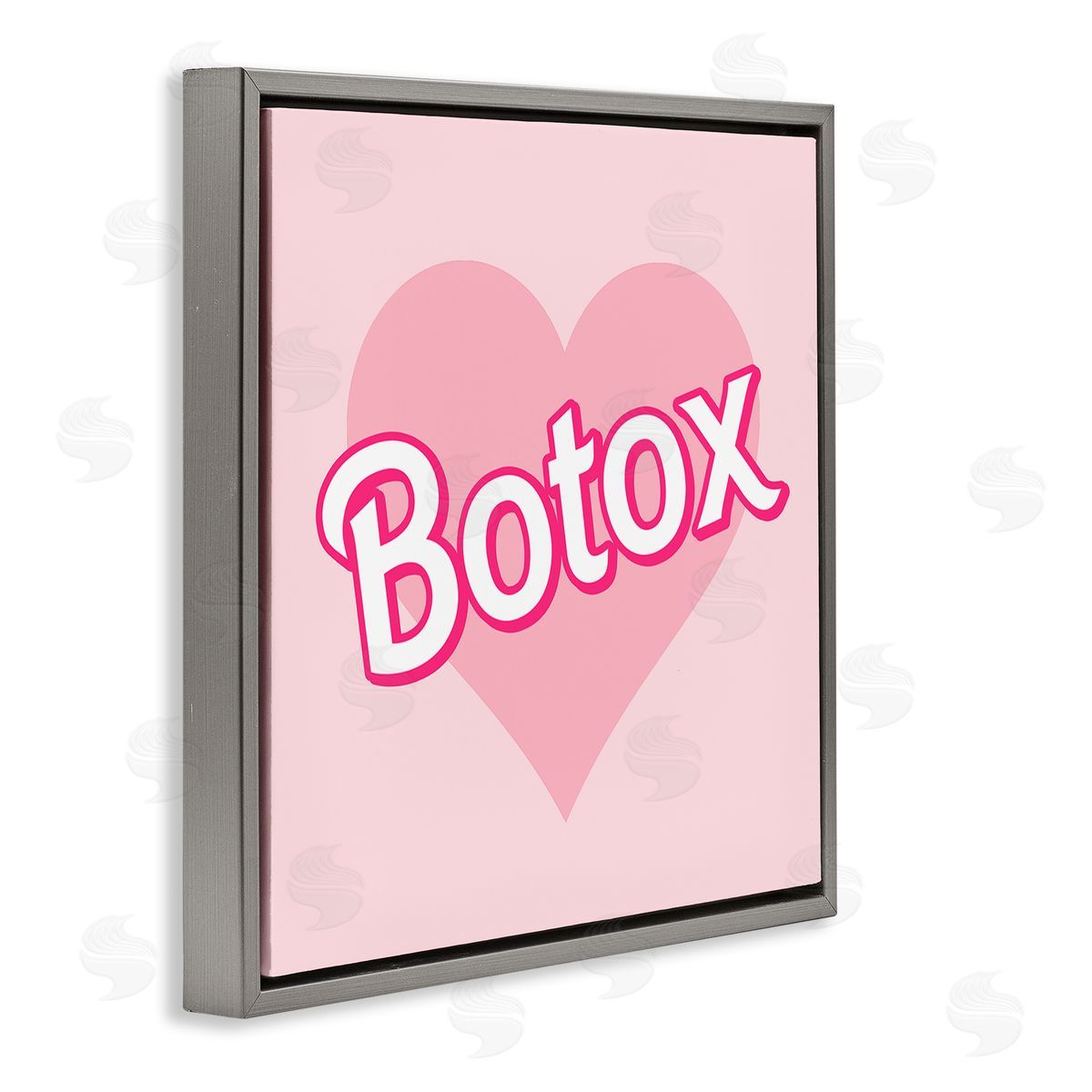 Pink Heart Botox Grey Floating Frame Canvas Wall Art, Home Decor by Stupell Studio