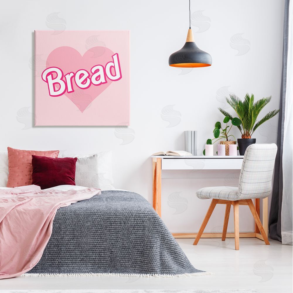 Stupell Studio Bread Pink Heart Phrase Canvas Wall Art in Room