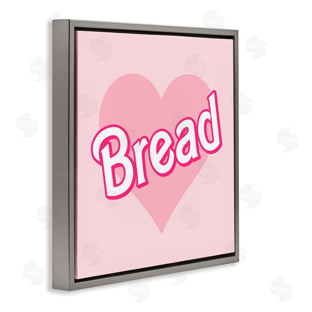 Stupell Studio Bread Pink Heart Phrase Gray Floating Frame Canvas Wall Art Print