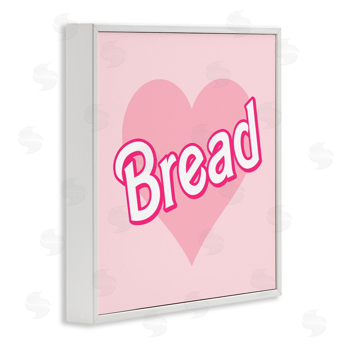 Stupell Studio Bread Pink Heart Phrase White Framed Glicee Wall Art Print