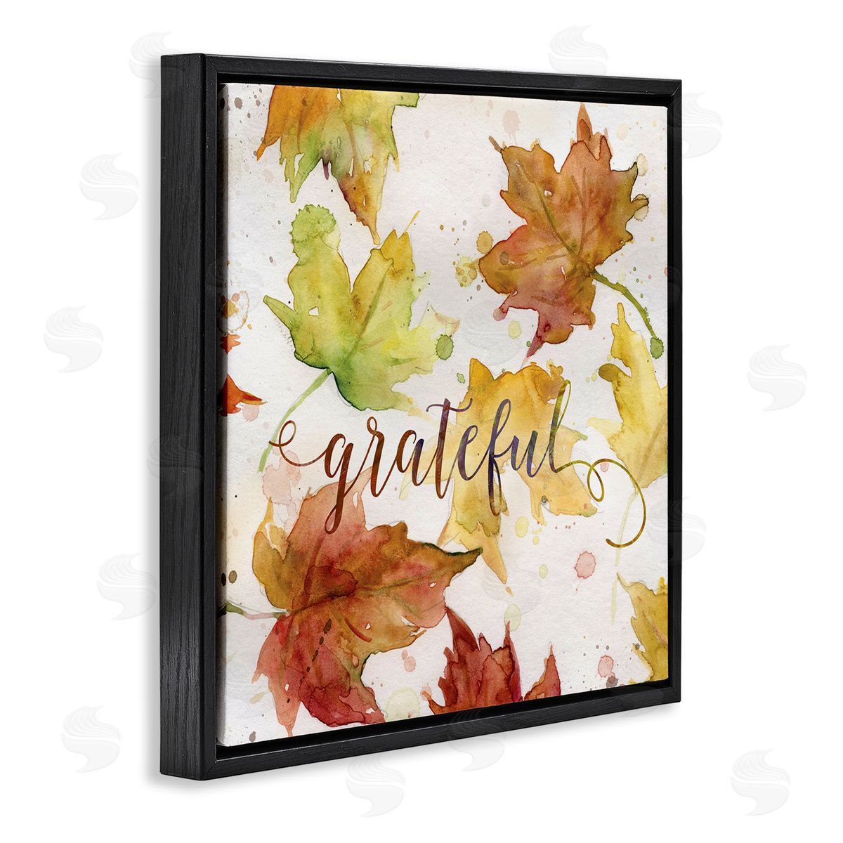 Carol Robinson Grateful Fall Maple Leaves Black Floating Frame Canvas Wall Art Print