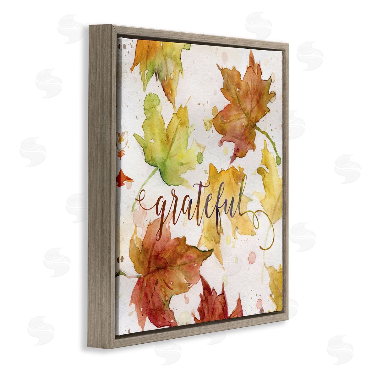 Carol Robinson Grateful Fall Maple Leaves Brown Floating Frame Canvas Wall Art Print